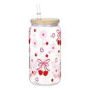 Ljojo 16oz Cherry Bow Plastic Cup with Straw Lid - Holiday Drinkware Gift