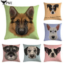 Cartoon Dog Cushion Cover by Ljojo - Linen Pet Pillow for Home Office Sofa Decor