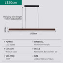 Modern LED Pendant Light for Dining Room | Walnut Long Strip Dimmable Droplight by Ljojo