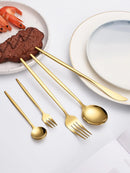 Ljojo 30pc Stainless Steel Cutlery Set with Steak Knives, Fruit Forks, and Dessert Spoons