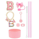 Ljojo 10-Piece Tumbler Accessories Set: Straw, Cover, Cap, Boot, Spill Proof Stopper, Letter Keychain, Charm, Sticker