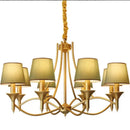 Ljojo Green Fabric Lampshade Copper Iron LED Pendant Light Chandelier for Home Decoration