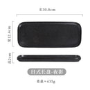 Ljojo 12" Ceramic Sushi BBQ Plate - Rectangular Tray for Desserts, Noodles.