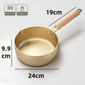 Ljojo 24cm Gold Snow Saucepan Non-stick Frying Pan wok Wood Handle Kitchen Cookware