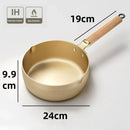 Ljojo 24cm Gold Snow Saucepan Non-stick Frying Pan wok Wood Handle Kitchen Cookware