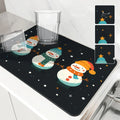 Christmas Snowmen Snowflakes Drying Mat for Kitchen Table Decoration - Ljojo