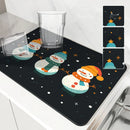 Christmas Snowmen Snowflakes Drying Mat for Kitchen Table Decoration - Ljojo