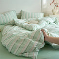 Ljojo Luxury Cotton Stripe Duvet Cover Set - Yarn-Dyed Bedding Set