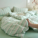 Ljojo Luxury Cotton Stripe Duvet Cover Set - Yarn-Dyed Bedding Set