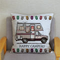 Happy Campers Owl Motorhome Print Pillow Case by Ljojo