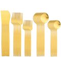 Ljojo 30-Piece Gold Stainless Steel Cutlery Set - Matte Flatware Silverware Kit