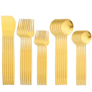 Ljojo 30-Piece Gold Stainless Steel Cutlery Set - Matte Flatware Silverware Kit