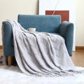 Ljojo Luxury Caramel Knitted Throw Blanket with Wave Tassels