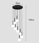 Ljojo LED Ring Stairs Pendant Light Chandelier for Living Room Dining Room Lighting
