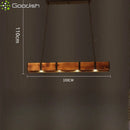 Ljojo Industrial Minimalist LED Pendant Lights Solid Wood Column Chandelier for Living Room