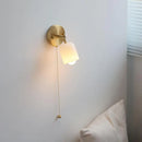 Ljojo LED Wall Light Fixture, Rotate Glass Wood Indoor Up Down Lamp