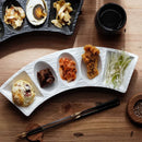 Ljojo Matte Stone Curved Plate: Patterned Ceramic Dessert Sushi Snack Molecular Cuisine Plate