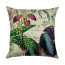 Ljojo Linen Butterfly Flower Sofa Cushion Cover 45*45 - Home Decor Printed Pillow Case