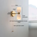 Ljojo LED Wall Lamps 2 Heads Pull Chain Switch White Glass Stair Light