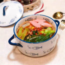 Ljojo 1000ml Ceramic Double Ear Noodle Soup Bowl with Cover - 15cm Microwave Oven Bowl