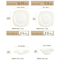 Ljojo 16/32-Piece White Bone Tableware Set with Golden Rim, Dinnerware & Bowl Set