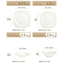 Ljojo 16/32-Piece White Bone Tableware Set with Golden Rim, Dinnerware & Bowl Set