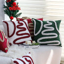 Christmas Boho Green Red 45x45 Tufted Pillow Cover, Farmhouse Sofa Decor, Ljojo Brand