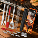 Ljojo 21-Piece BBQ Tool Set, Stainless Steel, Outdoor Grill Bag