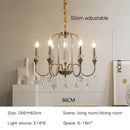 Copper Crystal Chandelier Retro Luxury Style Gold Candle Lamp Pendant Light for Living Room by Ljojo