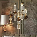 Amber Glass Chandelier Adjustable Elegant Lighting for Living Room by Ljojo