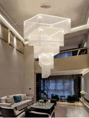 Gold Square Chandelier for High Ceilings - Modern LED Large Chandeliers by Ljojo