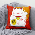 Ljojo Lucky Cat Mount Fuji Art Cushion Cover - Japanese Style Throw Pillow