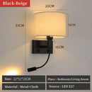 LED Wall Lamp Round Fabric Lampshade With 3W Spotlight Reading Light Sconce by Ljojo