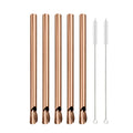 Ljojo 304 Stainless Steel Reusable 5Pcs Bubble Tea Straw Set with Brush and Spoon