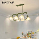 Ljojo French Pendant Light: Nordic Flower Led Lighting Fixture for Home Decoration