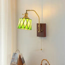 Japanese Retro Wall Lamp Brass Tiffany Shade LED Bedroom Bedside Light Ljojo
