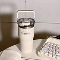 Ljojo 20oz Double Drink Thermos Cup - Vacuum Insulated Thermal Bottle Straw Water Cup