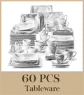 Ljojo Marble Grey Porcelain Dinnerware Set for 12