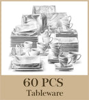 Ljojo Marble Grey Porcelain Dinnerware Set for 12