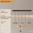 Ljojo Walnut Color Leaf Multi-head Chandelier Retro Style for Living Room & Restaurant