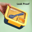 Ljojo 4-Grid Leakproof Bento Lunch Box with Tableware - Portable and Microwave-Safe