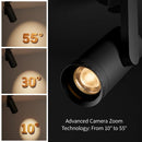 Ljojo 12W Dimmable LED Ceiling Spotlight, Adjustable Beam Angle, CRI97, Matt Black