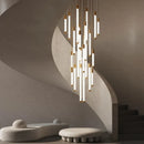 Ljojo Luxury Gold/Black Staircase Chandelier for Modern Living Spaces