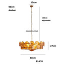 French Retro Brown Amber Glass Living Room Chandelier - New American Minimalist Luxury Pendant Light by Ljojo