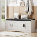 Ljojo™ Double-Layer Shoe Bench with Padded Seat, 4 Doors, Adjustable Shelves