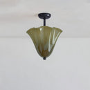 French Glass Hanging Lamp with Polka Dot Lampshade | Retro Ceiling Pendant Light by Ljojo