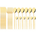 Ljojo 24pcs Stainless Steel Cutlery Set Fork Teaspoon Knife Silverware Flatware
