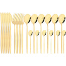 Ljojo 24pcs Stainless Steel Cutlery Set Fork Teaspoon Knife Silverware Flatware