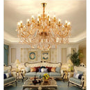 Ljojo Luxury Crystal Chandelier for Living & Dining Room - Elegant Golden Villa Candles Hanging Light