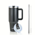 Ljojo 40oz Stainless Vacuum Insulated Coffee Cup with Handle and Straw